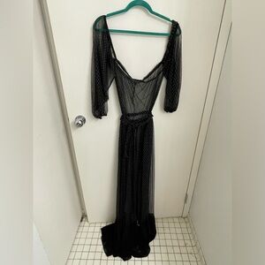 Long sheer dress w/tie belt